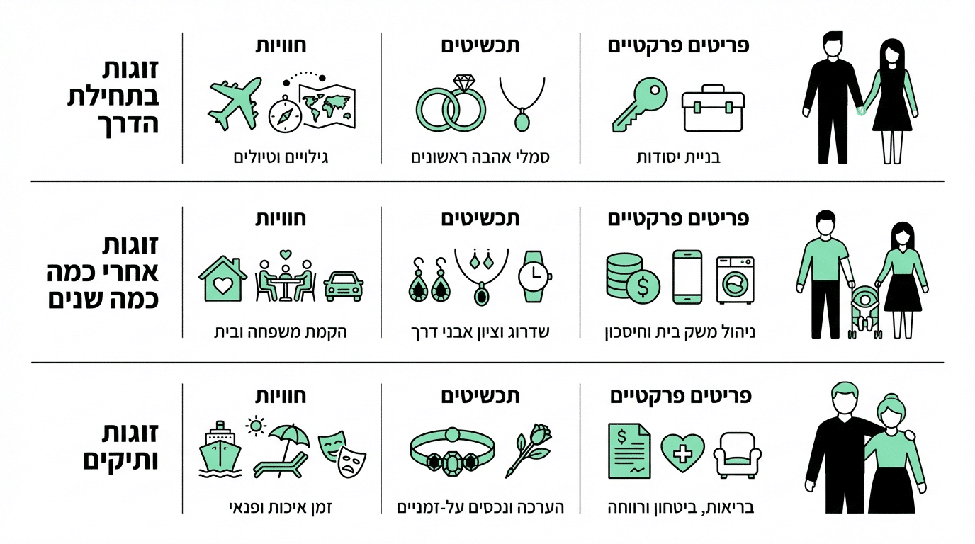 מדריך לבחירת מתנה לפי סוג הזוגיות
