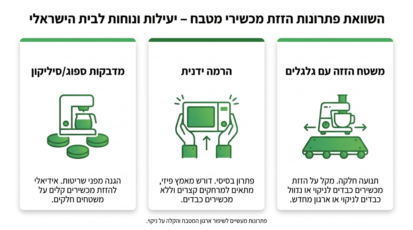 השוואה בין פתרונות הזזה למכשירי חשמל במטבח