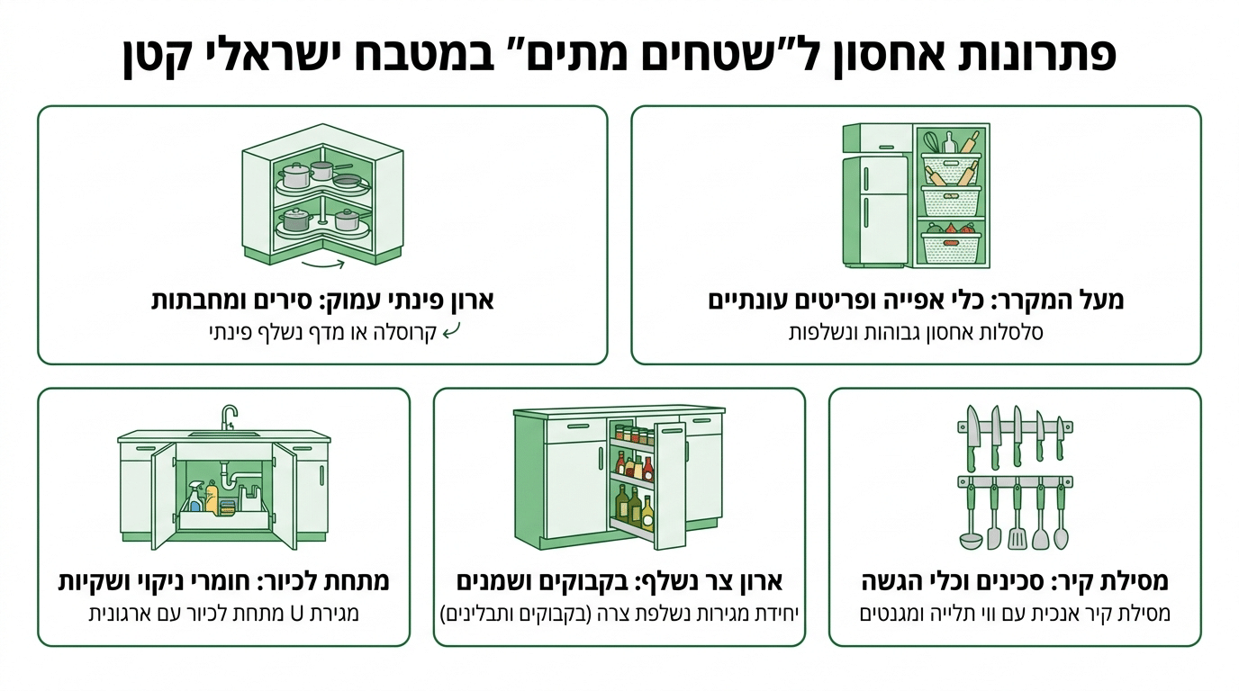 ניצול מקום במטבח בפינות ובשטחים מתים