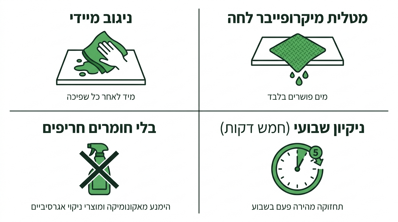 טיפים פרקטיים לשמירה על משטח עבודה נקי ומבריק