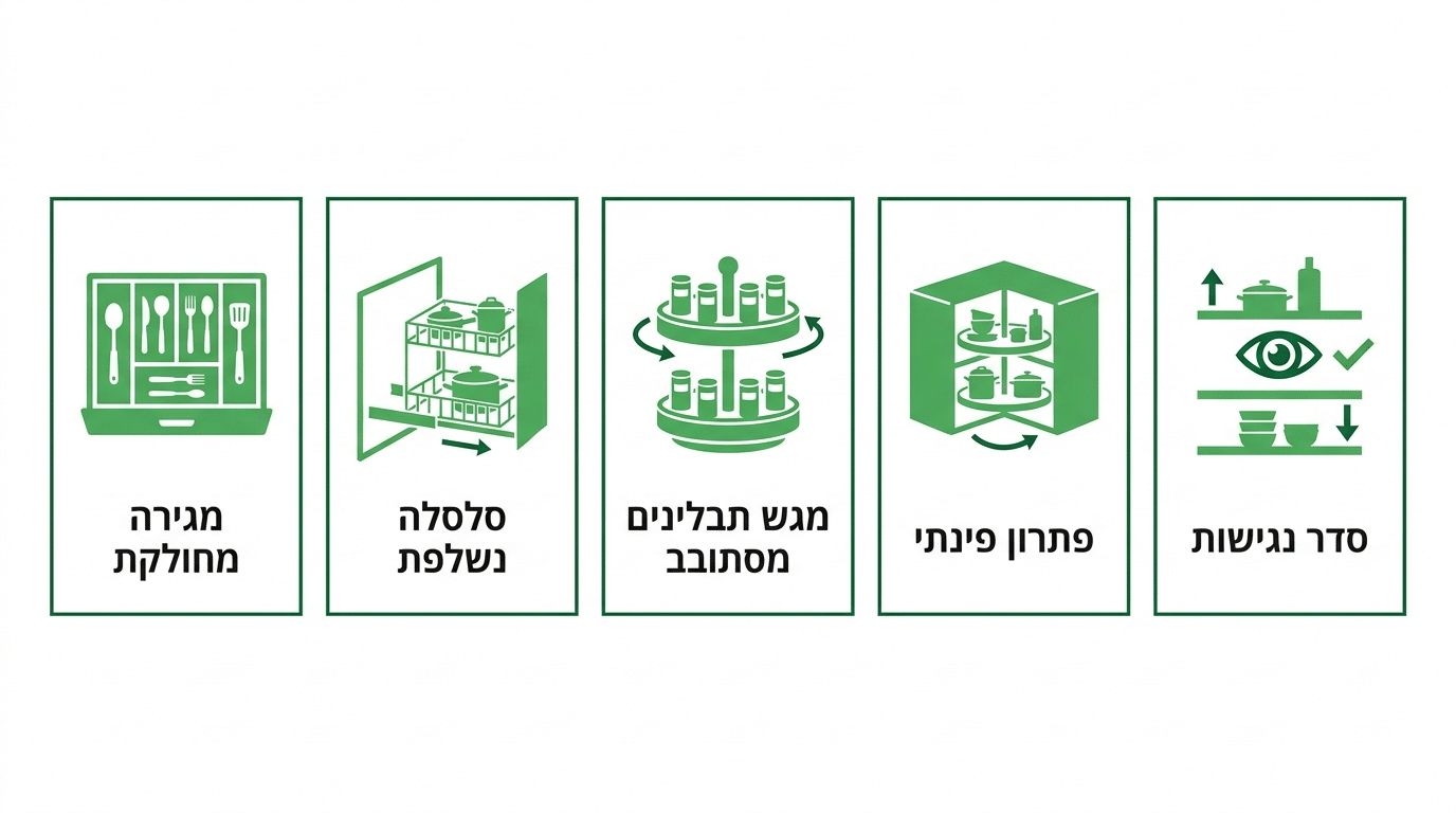 פתרונות אחסון חכמים בתוך מגירות וארונות